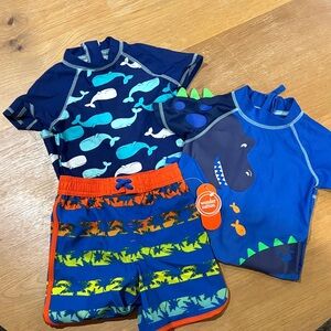3 Kids Swim Rashguards - Blue and Orange
